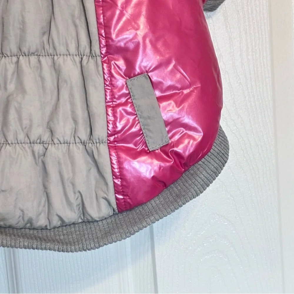 Pet Life Small Dog Puffer Jacket Pink Grey Gray Fleece Lined Snaps Hooded Small